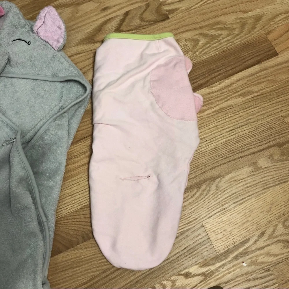 Baby Girl Bundle Towel Swaddle Elephant Pink